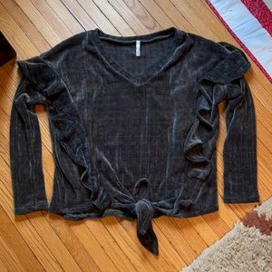 Apricot Lane Velvet Ruffle Sweater